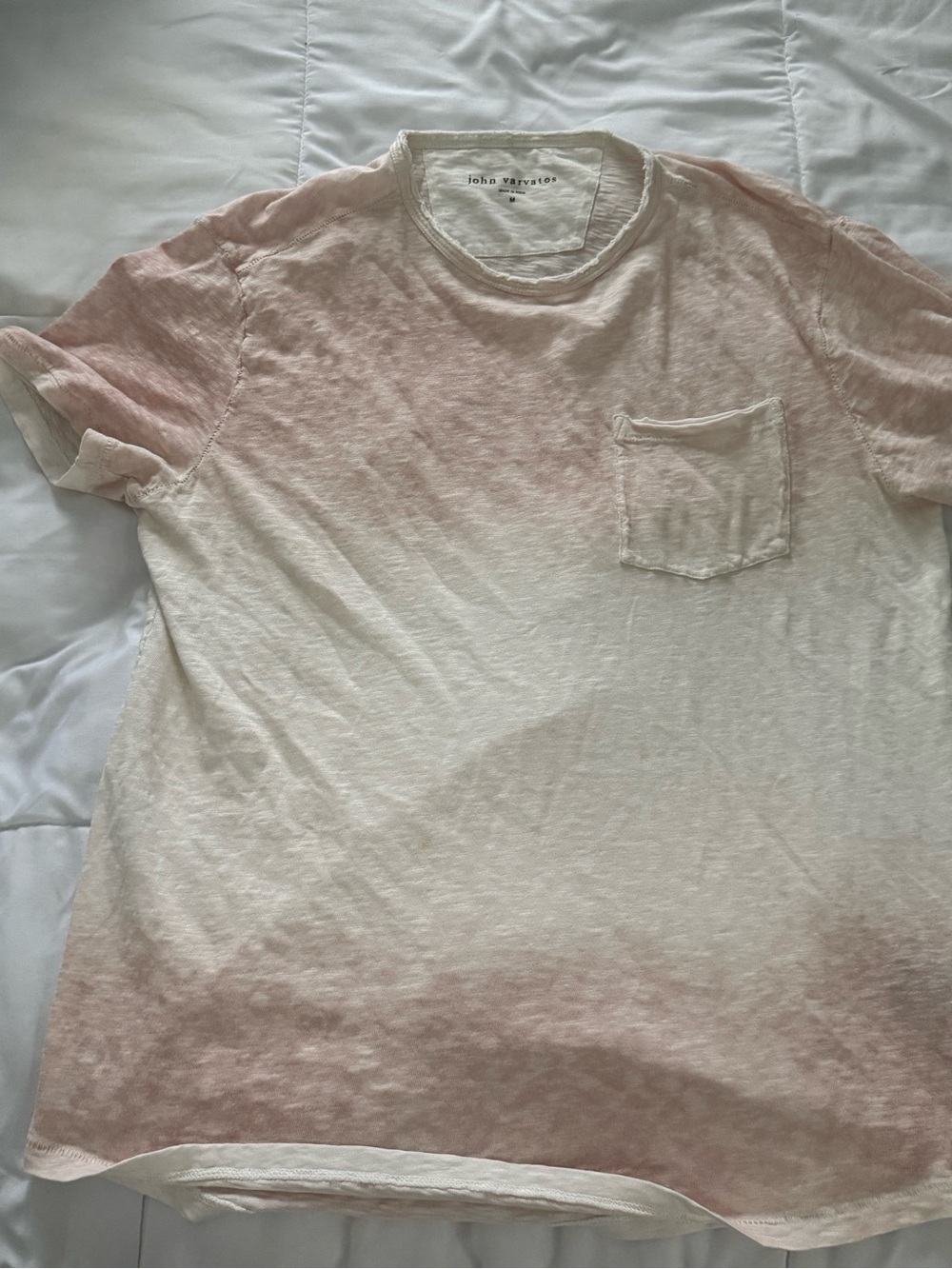 John Varvatos Cream to Pink Ombre Short-Sleeve Pocket Tee